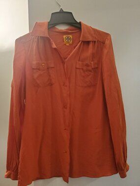 toryburch silk shirt size S orange